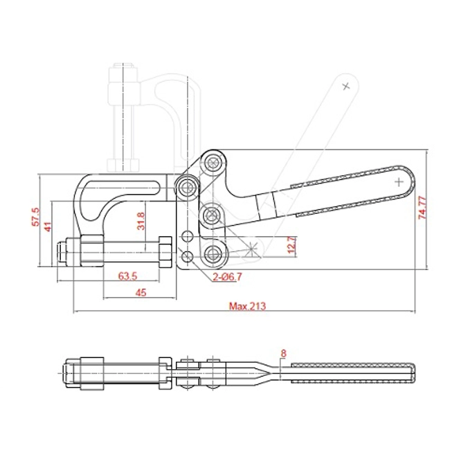 Vendita online Bloccaggio a morsa base dritta 340 Kg.